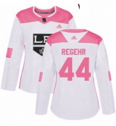 Womens Adidas Los Angeles Kings 44 Robyn Regehr Authentic WhitePink Fashion NHL Jersey 