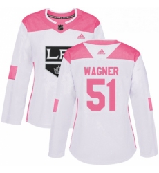 Womens Adidas Los Angeles Kings 51 Austin Wagner Authentic WhitePink Fashion NHL Jersey 