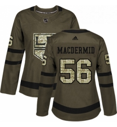 Womens Adidas Los Angeles Kings 56 Kurtis MacDermid Authentic Green Salute to Service NHL Jersey 