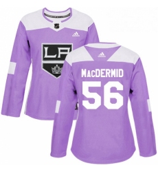 Womens Adidas Los Angeles Kings 56 Kurtis MacDermid Authentic Purple Fights Cancer Practice NHL Jersey 