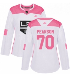 Womens Adidas Los Angeles Kings 70 Tanner Pearson Authentic WhitePink Fashion NHL Jersey 