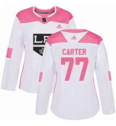 Womens Adidas Los Angeles Kings 77 Jeff Carter Authentic WhitePink Fashion NHL Jersey 