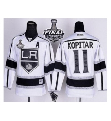 Kids Los Angeles Kings #11 Anze Kopitar White Road 2014 Stanley Cup Finals Stitched NHL Jerseys