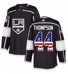 Youth Adidas Los Angeles Kings 44 Nate Thompson Authentic Black USA Flag Fashion NHL Jersey 