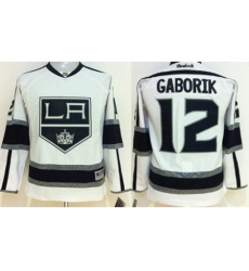 Youth Los Angeles Kings 12 Marian Gaborik White Road Stitched NHL jersey