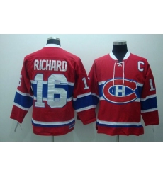 Canadiens #16 Henri Richard Stitched Red CH CCM Throwback NHL Jersey