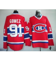 Hockey Montreal Canadiens #91 Scott Gomez Stitched Replithentic Red Jersey