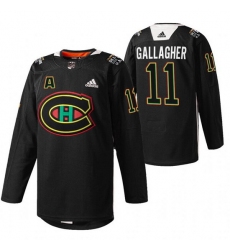 Men Montreal Canadiens 11 Brendan Gallagher 2022 Black Warm Up History Night Stitched Jerse