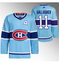 Men Montreal Canadiens 11 Brendan Gallagher Blue 2022 23 Reverse Retro Stitched Jersey