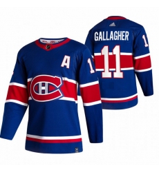 Men Montreal Canadiens 11 Brendan Gallagher Blue Adidas 2020 21 Reverse Retro Alternate NHL Jersey