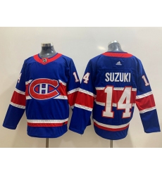 Men Montreal Canadiens 14 Nick Suzuki Blue 2020 21 Reverse Retro Adidas Jersey