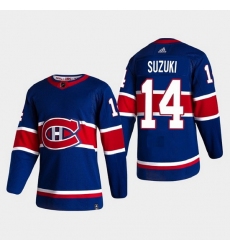 Men Montreal Canadiens 14 Nick Suzuki Blue Stitched Jerse