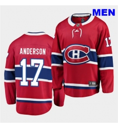 Men Montreal Canadiens 17 Josh Anderson 2020 21 Home Men Red Breakaway Player Jersey
