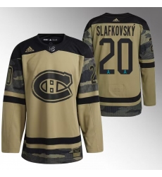 Men Montreal Canadiens 20 Juraj Slafkovsky Olive Salute To Service Stitched Jersey