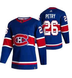 Men Montreal Canadiens 26 Jeff Petry Blue Adidas 2020 21 Reverse Retro Alternate NHL Jersey