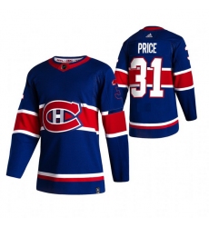 Men Montreal Canadiens 31 Carey Price Blue Adidas 2020 21 Reverse Retro Alternate NHL Jersey