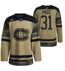 Men Montreal Canadiens 31 Carey Price Olive Salute To Service Stitched Jersey