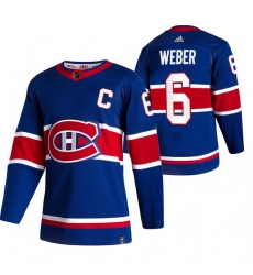 Men Montreal Canadiens 6 Shea Weber Blue Adidas 2020 21 Reverse Retro Alternate NHL Jersey