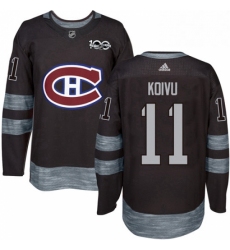Mens Adidas Montreal Canadiens 11 Saku Koivu Authentic Black 1917 2017 100th Anniversary NHL Jersey 