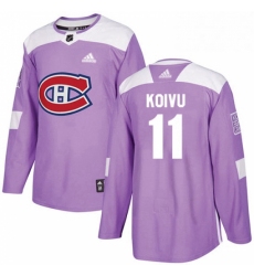 Mens Adidas Montreal Canadiens 11 Saku Koivu Authentic Purple Fights Cancer Practice NHL Jersey 