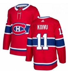 Mens Adidas Montreal Canadiens 11 Saku Koivu Authentic Red Home NHL Jersey 