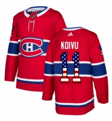 Mens Adidas Montreal Canadiens 11 Saku Koivu Authentic Red USA Flag Fashion NHL Jersey 
