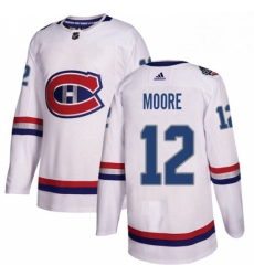 Mens Adidas Montreal Canadiens 12 Dickie Moore Authentic White 2017 100 Classic NHL Jersey 