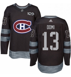Mens Adidas Montreal Canadiens 13 Max Domi Authentic Black 1917 2017 100th Anniversary NHL Jersey 