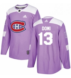 Mens Adidas Montreal Canadiens 13 Max Domi Authentic Purple Fights Cancer Practice NHL Jersey 