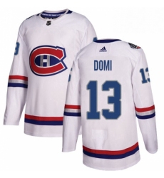 Mens Adidas Montreal Canadiens 13 Max Domi Authentic White 2017 100 Classic NHL Jersey 