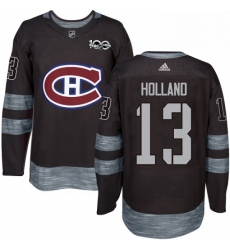 Mens Adidas Montreal Canadiens 13 Peter Holland Authentic Black 1917 2017 100th Anniversary NHL Jersey 