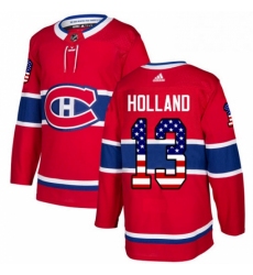 Mens Adidas Montreal Canadiens 13 Peter Holland Authentic Red USA Flag Fashion NHL Jersey 