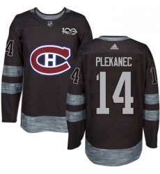 Mens Adidas Montreal Canadiens 14 Tomas Plekanec Authentic Black 1917 2017 100th Anniversary NHL Jersey 