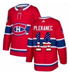 Mens Adidas Montreal Canadiens 14 Tomas Plekanec Authentic Red USA Flag Fashion NHL Jersey 