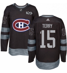 Mens Adidas Montreal Canadiens 15 Chris Terry Authentic Black 1917 2017 100th Anniversary NHL Jersey 