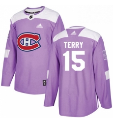 Mens Adidas Montreal Canadiens 15 Chris Terry Authentic Purple Fights Cancer Practice NHL Jersey 
