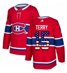 Mens Adidas Montreal Canadiens 15 Chris Terry Authentic Red USA Flag Fashion NHL Jersey 