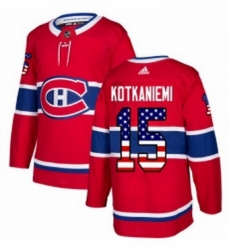 Mens Adidas Montreal Canadiens 15 Jesperi Kotkaniemi Authentic Red USA Flag Fashion NHL Jersey 