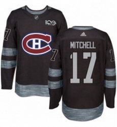 Mens Adidas Montreal Canadiens 17 Torrey Mitchell Authentic Black 1917 2017 100th Anniversary NHL Jersey 
