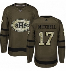 Mens Adidas Montreal Canadiens 17 Torrey Mitchell Authentic Green Salute to Service NHL Jersey 