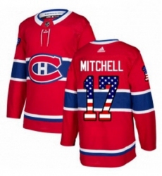 Mens Adidas Montreal Canadiens 17 Torrey Mitchell Authentic Red USA Flag Fashion NHL Jersey 