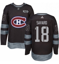 Mens Adidas Montreal Canadiens 18 Serge Savard Authentic Black 1917 2017 100th Anniversary NHL Jersey 