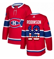 Mens Adidas Montreal Canadiens 19 Larry Robinson Authentic Red USA Flag Fashion NHL Jersey 