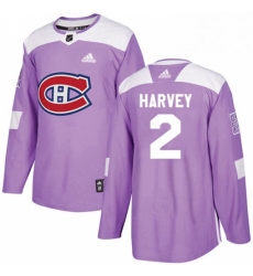 Mens Adidas Montreal Canadiens 2 Doug Harvey Authentic Purple Fights Cancer Practice NHL Jersey 