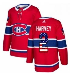 Mens Adidas Montreal Canadiens 2 Doug Harvey Authentic Red USA Flag Fashion NHL Jersey 