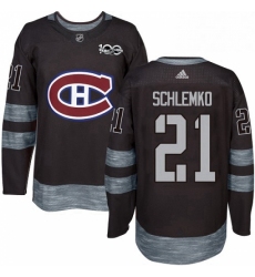 Mens Adidas Montreal Canadiens 21 David Schlemko Authentic Black 1917 2017 100th Anniversary NHL Jersey 