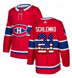 Mens Adidas Montreal Canadiens 21 David Schlemko Authentic Red USA Flag Fashion NHL Jersey 