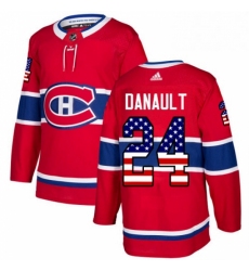Mens Adidas Montreal Canadiens 24 Phillip Danault Authentic Red USA Flag Fashion NHL Jersey 