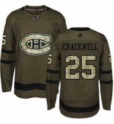 Mens Adidas Montreal Canadiens 25 Adam Cracknell Authentic Green Salute to Service NHL Jersey 