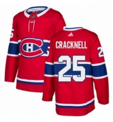 Mens Adidas Montreal Canadiens 25 Adam Cracknell Authentic Red Home NHL Jersey 